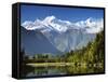 Lake Matheson, Mount Tasman and Mount Cook, Westland Tai Poutini National Park, New Zealand-Jochen Schlenker-Framed Stretched Canvas