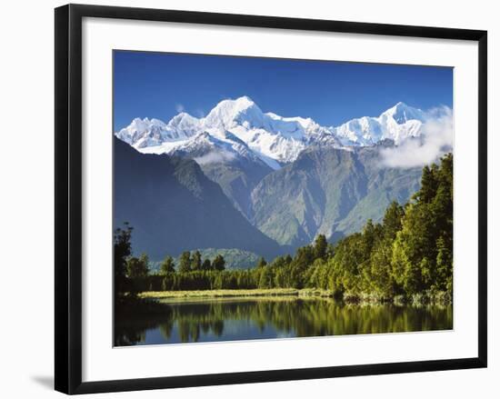 Lake Matheson, Mount Tasman and Mount Cook, Westland Tai Poutini National Park, New Zealand-Jochen Schlenker-Framed Photographic Print