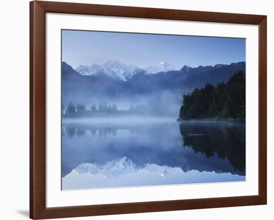 Lake Matheson, Mount Tasman and Mount Cook, Westland Tai Poutini National Park, New Zealand-null-Framed Photographic Print