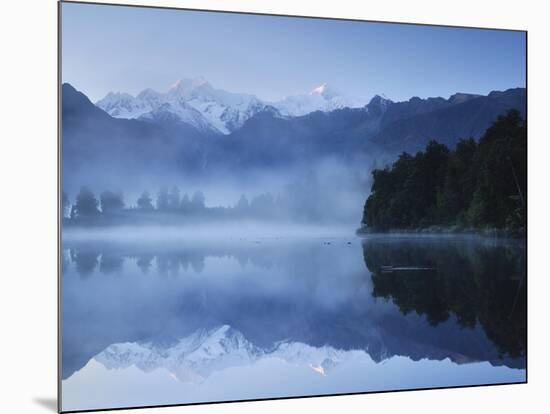 Lake Matheson, Mount Tasman and Mount Cook, Westland Tai Poutini National Park, New Zealand-null-Mounted Photographic Print