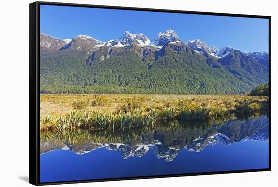 Lake Matheson Reflections, Fiordland National Park, Milford Sound, South Island, New Zealand-Marco Simoni-Framed Stretched Canvas