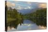 Lake Matheson with Mount Cook and Mount Tasman, West Coast, South Island, New Zealand, Pacific-Stuart Black-Stretched Canvas