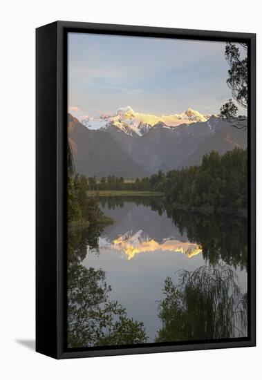 Lake Matheson with Mount Cook and Mount Tasman, West Coast, South Island, New Zealand, Pacific-Stuart Black-Framed Stretched Canvas