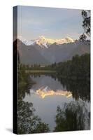Lake Matheson with Mount Cook and Mount Tasman, West Coast, South Island, New Zealand, Pacific-Stuart Black-Stretched Canvas
