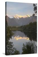 Lake Matheson with Mount Cook and Mount Tasman, West Coast, South Island, New Zealand, Pacific-Stuart Black-Stretched Canvas