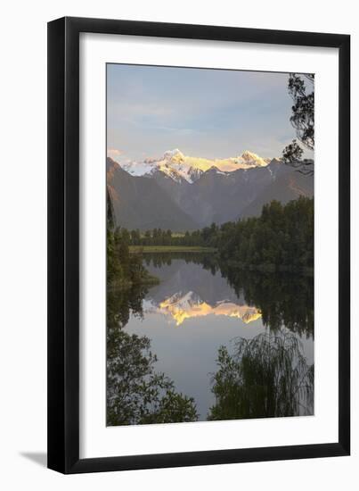 Lake Matheson with Mount Cook and Mount Tasman, West Coast, South Island, New Zealand, Pacific-Stuart Black-Framed Photographic Print