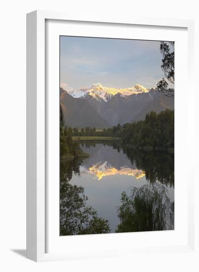 Lake Matheson with Mount Cook and Mount Tasman, West Coast, South Island, New Zealand, Pacific-Stuart Black-Framed Photographic Print