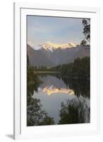 Lake Matheson with Mount Cook and Mount Tasman, West Coast, South Island, New Zealand, Pacific-Stuart Black-Framed Photographic Print