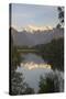 Lake Matheson with Mount Cook and Mount Tasman, West Coast, South Island, New Zealand, Pacific-Stuart Black-Stretched Canvas