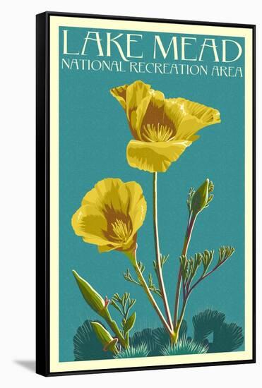 Lake Mead - National Recreation Area - Bear Paw Poppy - Letterpress-Lantern Press-Framed Stretched Canvas