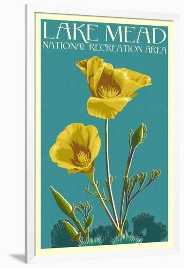 Lake Mead - National Recreation Area - Bear Paw Poppy - Letterpress-Lantern Press-Framed Art Print