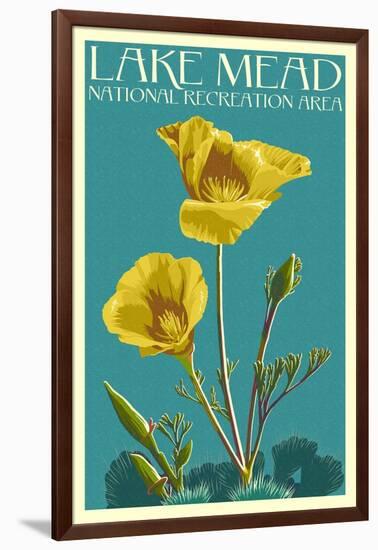 Lake Mead - National Recreation Area - Bear Paw Poppy - Letterpress-Lantern Press-Framed Art Print