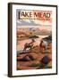 Lake Mead - National Recreation Area - Bighorn Sheep-Lantern Press-Framed Art Print