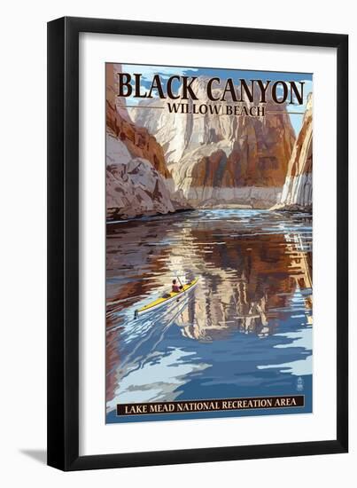 Lake Mead - National Recreation Area - Black Canyon Kayaker-Lantern Press-Framed Art Print