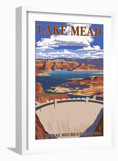 Lake Mead - National Recreation Area - Dam View-Lantern Press-Framed Art Print