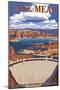 Lake Mead - National Recreation Area - Dam View-Lantern Press-Mounted Art Print