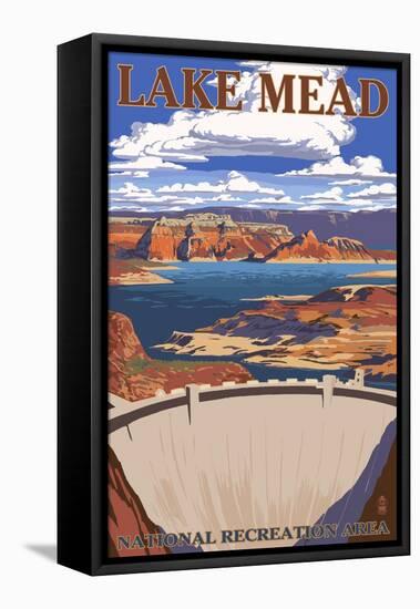 Lake Mead - National Recreation Area - Dam View-Lantern Press-Framed Stretched Canvas