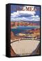 Lake Mead - National Recreation Area - Dam View-Lantern Press-Framed Stretched Canvas