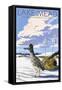 Lake Mead - National Recreation Area - Roadrunner-Lantern Press-Framed Stretched Canvas