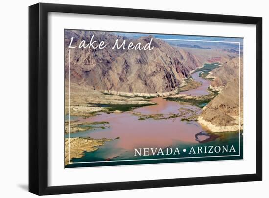 Lake Mead, Nevada - Arizona - Colorado River meets Lake Mead-Lantern Press-Framed Art Print