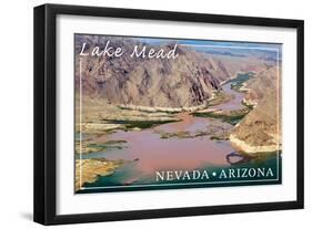 Lake Mead, Nevada - Arizona - Colorado River meets Lake Mead-Lantern Press-Framed Art Print