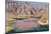 Lake Mead, Nevada - Arizona - Colorado River meets Lake Mead-Lantern Press-Mounted Art Print