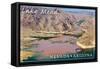 Lake Mead, Nevada - Arizona - Colorado River meets Lake Mead-Lantern Press-Framed Stretched Canvas