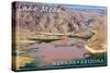 Lake Mead, Nevada - Arizona - Colorado River meets Lake Mead-Lantern Press-Stretched Canvas