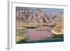 Lake Mead, Nevada - Arizona - Colorado River meets Lake Mead-Lantern Press-Framed Art Print