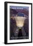 Lake Mead, Nevada - Arizona - Hoover Dam at Night-Lantern Press-Framed Art Print