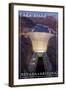 Lake Mead, Nevada - Arizona - Hoover Dam at Night-Lantern Press-Framed Art Print