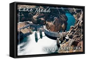 Lake Mead, Nevada - Arizona - Hoover Dam View-Lantern Press-Framed Stretched Canvas