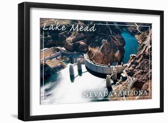 Lake Mead, Nevada - Arizona - Hoover Dam View-Lantern Press-Framed Art Print