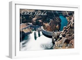 Lake Mead, Nevada - Arizona - Hoover Dam View-Lantern Press-Framed Art Print