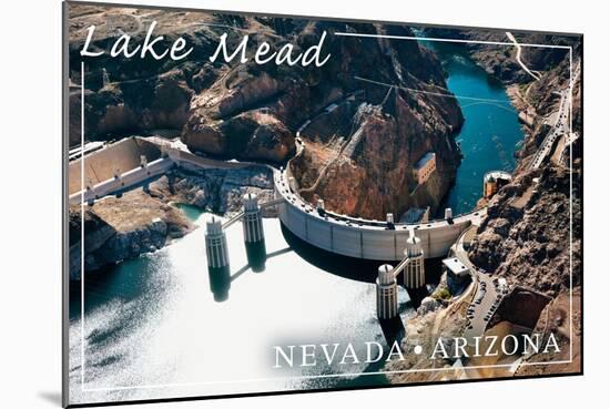 Lake Mead, Nevada - Arizona - Hoover Dam View-Lantern Press-Mounted Art Print