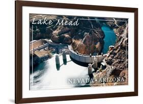 Lake Mead, Nevada - Arizona - Hoover Dam View-Lantern Press-Framed Premium Giclee Print