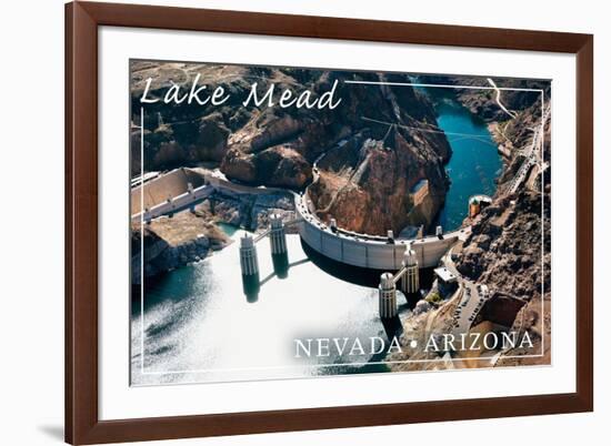 Lake Mead, Nevada - Arizona - Hoover Dam View-Lantern Press-Framed Art Print