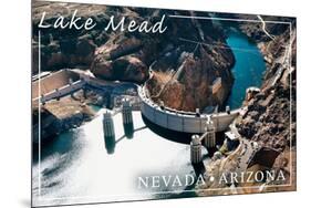 Lake Mead, Nevada - Arizona - Hoover Dam View-Lantern Press-Mounted Art Print