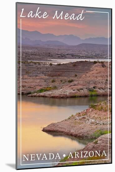 Lake Mead, Nevada - Arizona - Lake at Dusk-Lantern Press-Mounted Art Print