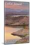 Lake Mead, Nevada - Arizona - Lake at Dusk-Lantern Press-Mounted Art Print