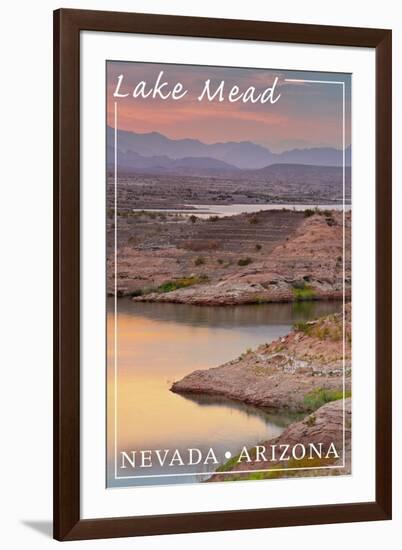 Lake Mead, Nevada - Arizona - Lake at Dusk-Lantern Press-Framed Art Print