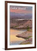 Lake Mead, Nevada - Arizona - Lake at Dusk-Lantern Press-Framed Art Print