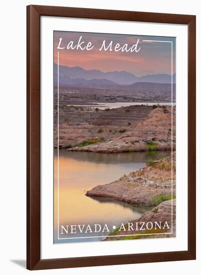 Lake Mead, Nevada - Arizona - Lake at Dusk-Lantern Press-Framed Art Print