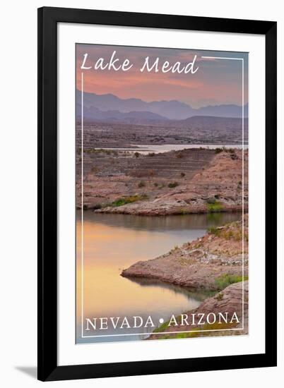 Lake Mead, Nevada - Arizona - Lake at Dusk-Lantern Press-Framed Art Print