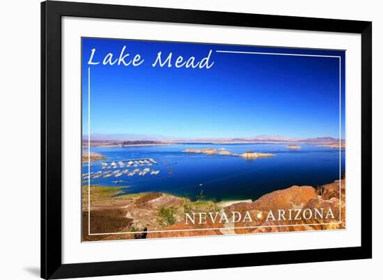 Lake Mead, Nevada - Arizona - Marina View-Lantern Press-Framed Art Print