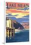 Lake Mead, Nevada / Arizona - Paddleboat and Hoover Dam-Lantern Press-Framed Art Print