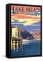 Lake Mead, Nevada / Arizona - Paddleboat and Hoover Dam-Lantern Press-Framed Stretched Canvas