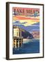 Lake Mead, Nevada / Arizona - Paddleboat and Hoover Dam-Lantern Press-Framed Art Print