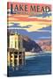 Lake Mead, Nevada / Arizona - Paddleboat and Hoover Dam-Lantern Press-Stretched Canvas