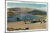 Lake Mead, Nevada, Panoramic View of the Boat Landing near Boulder City-Lantern Press-Mounted Art Print